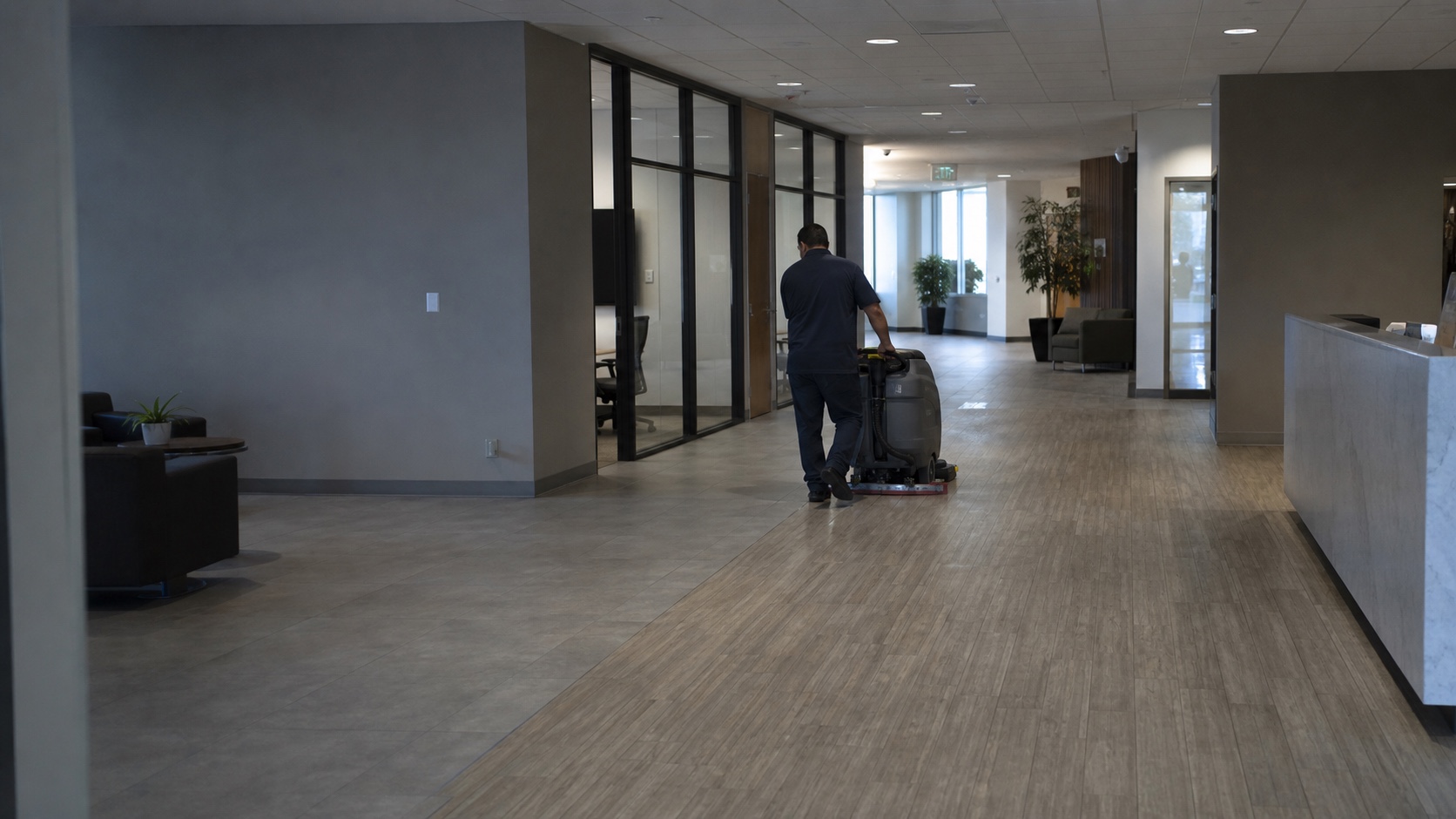 After hours floor-care service in a professional facility